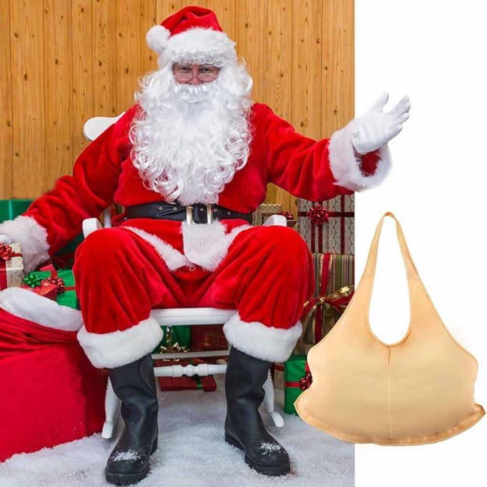 Polyester Santa Costume Khaki Color Zipper Santa Costume New Fake Padded Belly Santa Suit