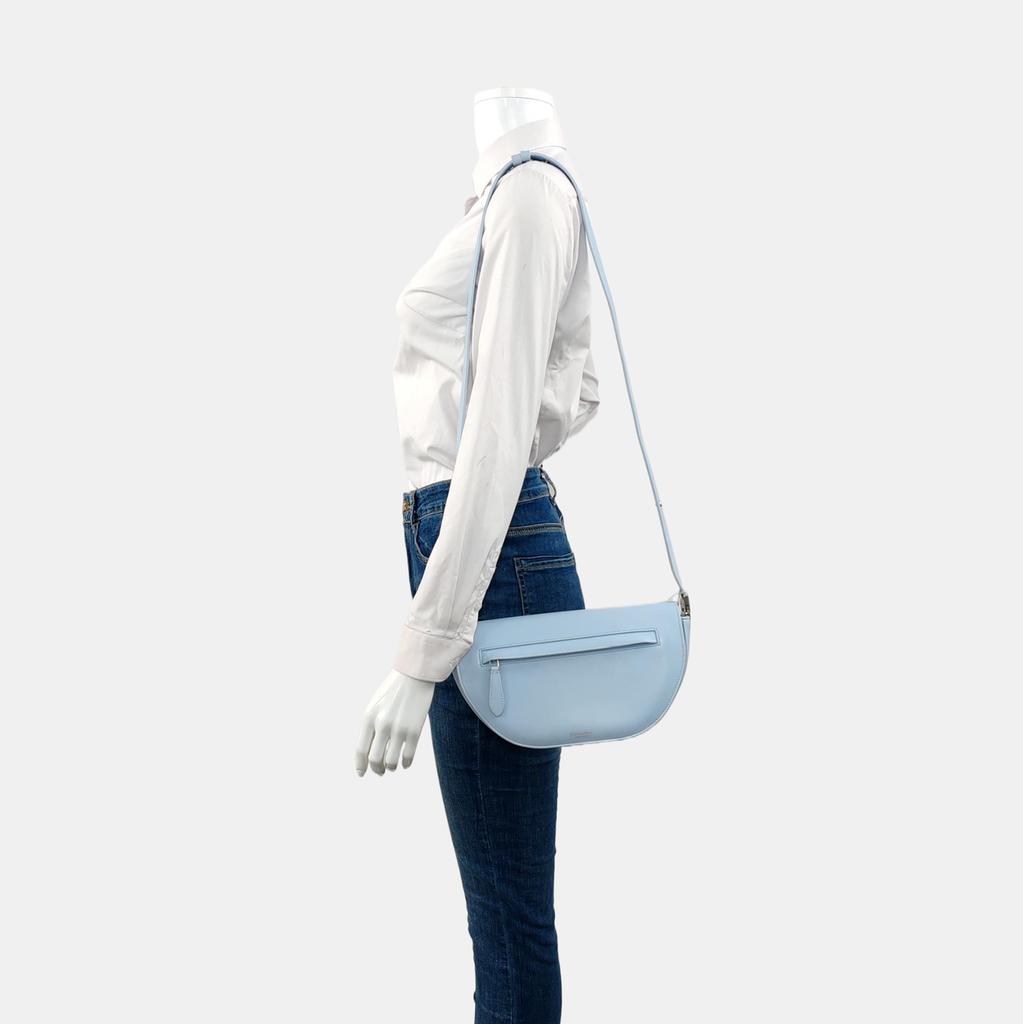 [Pre-Owned] Olympia Adjustable Shoulder Strap Flap Closure Calfskin Half-Moon Handbag - Very Good #NQT41U
