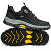Men's Steel-Toed Safety Shoes With Anti-Crush, Anti-Puncture And Anti-Slip Soles, Fashionable Button Industrial Work Shoes