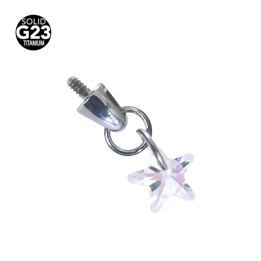 F136 Титановый лабрет с пулевидным наконечником в форме капли и подвеской из кристаллического циркона для пирсинга хряща уха