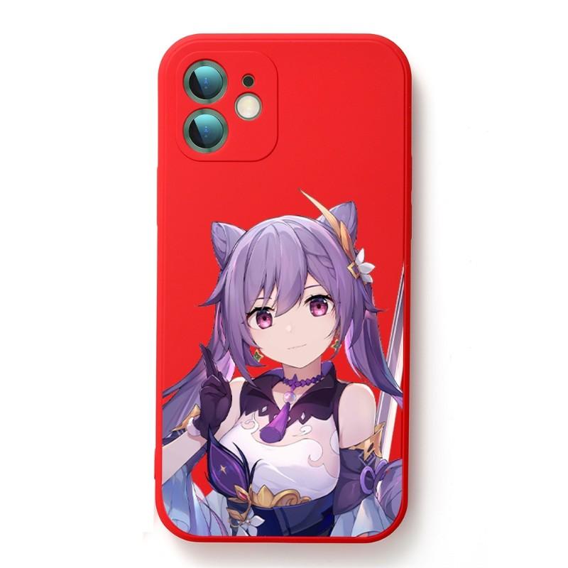 Genshin Impact Keqing Phone Case For IPhone 14 11 12 13 Pro Max X XR XSMax 6 6S 7 8 Plus SE 2022 Soft Square Color Phone Cover