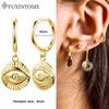 YUXINTOME 925 Silver Ear Needle Zircon Hoop gold Earrings For Women Square Plate Pendant Cutout Heart Earrings Fashion Jewelry