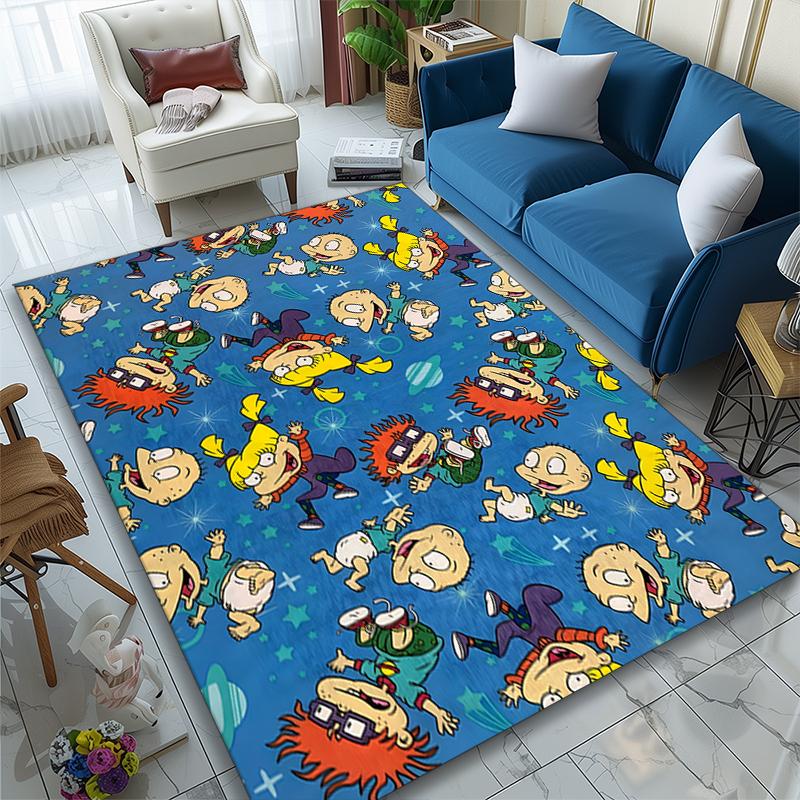 1pc Digital Printed Chair Rug for Home Office Use, Cartoon Character Grid Carpet Appropriate for All Seasons, Soft Area Carpet