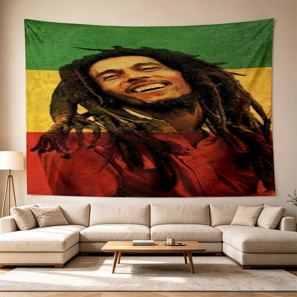 Bob Marley Reggae Music Legend Polyester Wall Hanging Tapestry, Aesthetic Home Decor for Bedroom Dorm Photo Backdrop