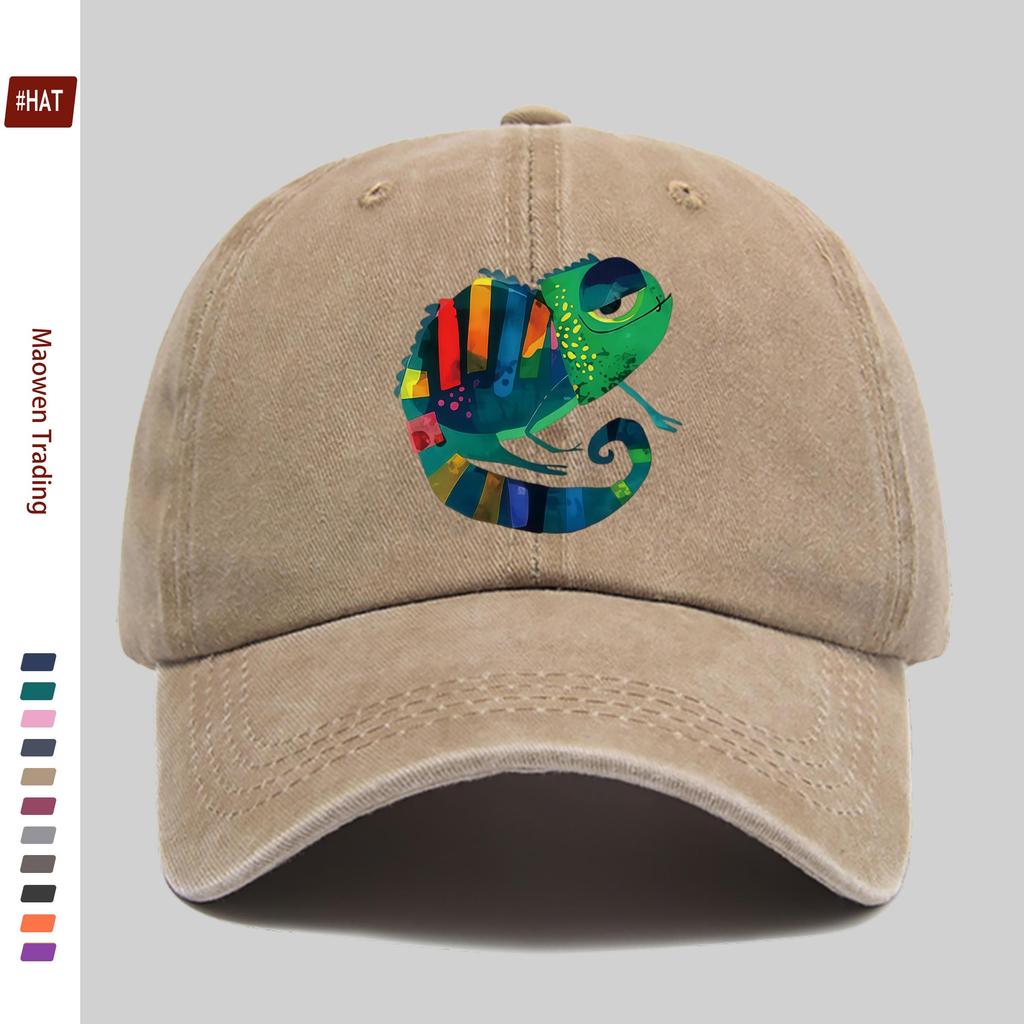 pc Fun Chameleon Pattern Fashion Printed Baseball Cap Trucker Sun Hat with Cute Pet Print Comfortable and Lightweight Papa Ha