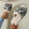 Warm Bowknot Decor Slippers, Casual Open Toe Plush Shoes, Comfortable Indoor Home Slippers