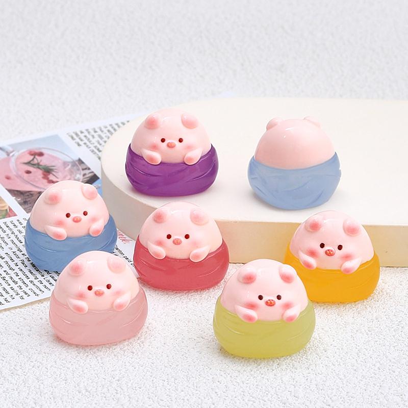 Маленькая светящаяся свинья Zongzi смоляные аксессуары DIY ювелирные изделия мультяшный кремовый клей аксессуары креативные светящиеся украшения