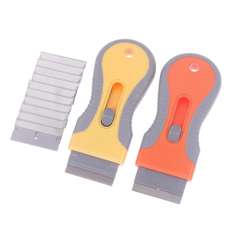 Blade Set (10 pieces) Glue Removal Tool with Adjustable Telescopic Knife for Cleaning.