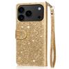 Кожаный кошелек-книжка со стразами и молнией для iPhone 17 Pro Max, роскошный чехол с отделениями для карт и держателем для телефона для iPhone 16 15 14 Pro Max 13 12 11