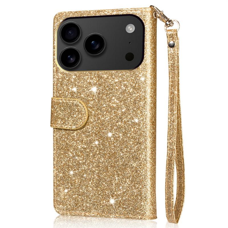 Кожаный кошелек-книжка со стразами и молнией для iPhone 17 Pro Max, роскошный чехол с отделениями для карт и держателем для телефона для iPhone 16 15 14 Pro Max 13 12 11