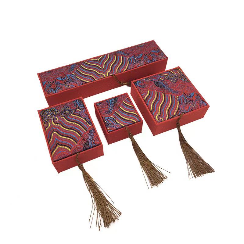 Wave Pattern Tassel Jewelry Storage Box for Rings, Bracelets, Necklaces, Pendants