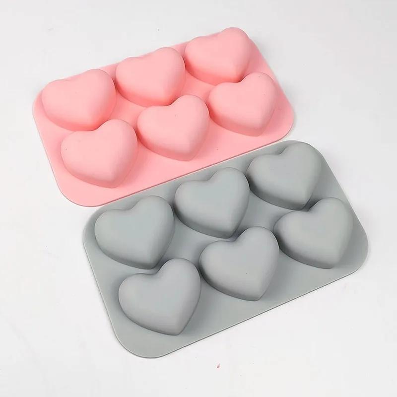 6 Valentine Heart Silicone Mold DIY Love Soap Making Chocolate Candle Baking Mold Gifts Craft Supplies Home Decor