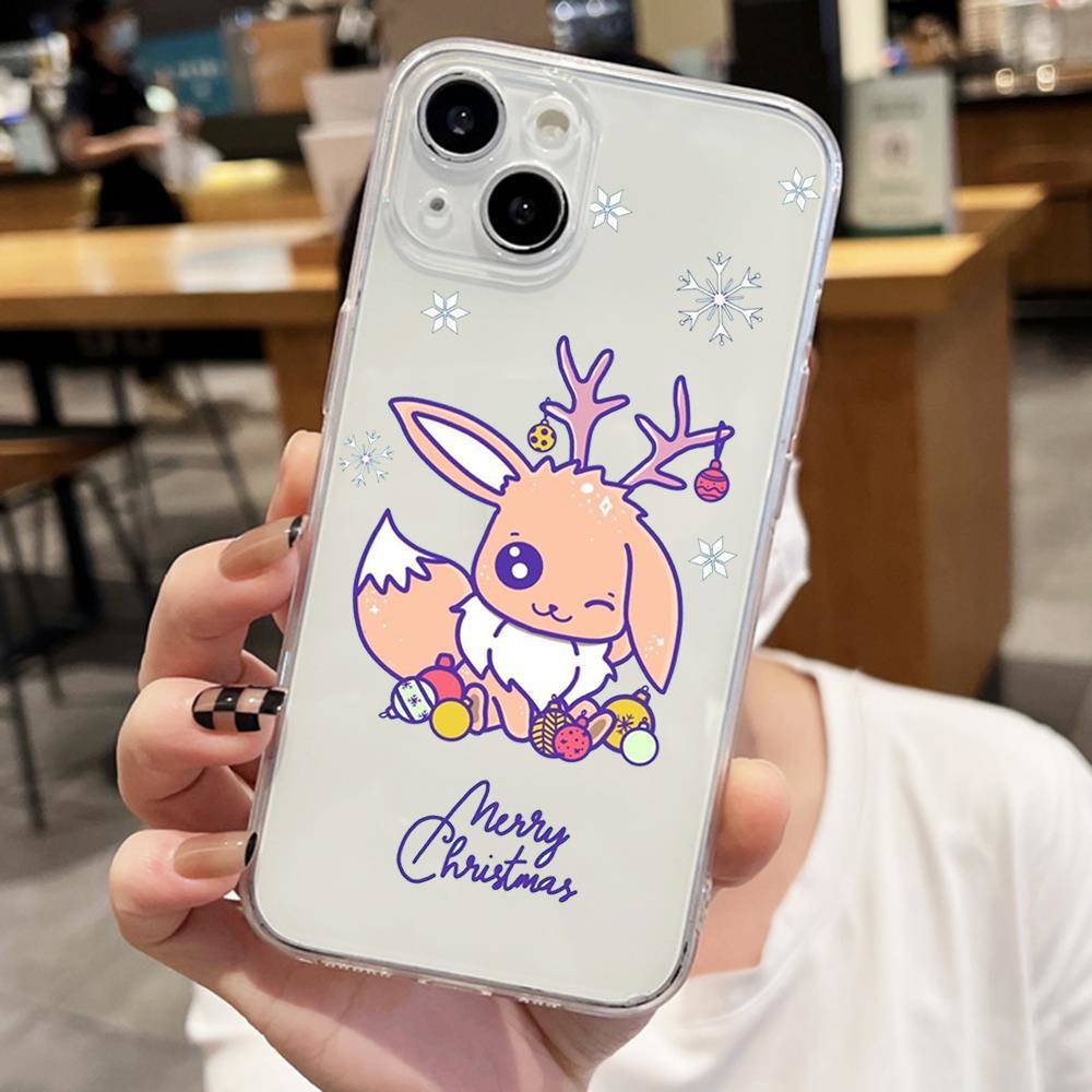 Чехол E-55 Christmas Pokemon для iPhone 7 8 11 12 13 14 15 16 Pro Max Plus Mini Xiaomi Redmi A3 9A 9C 10A 10C 13C Note 9 11 Realme Narzo C30 C55