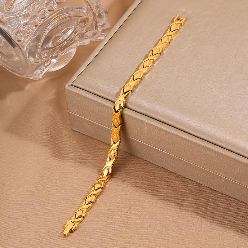 Женский универсальный браслет-часы из нержавеющей стали с магнитным замком с покрытием из 18-каратного золота