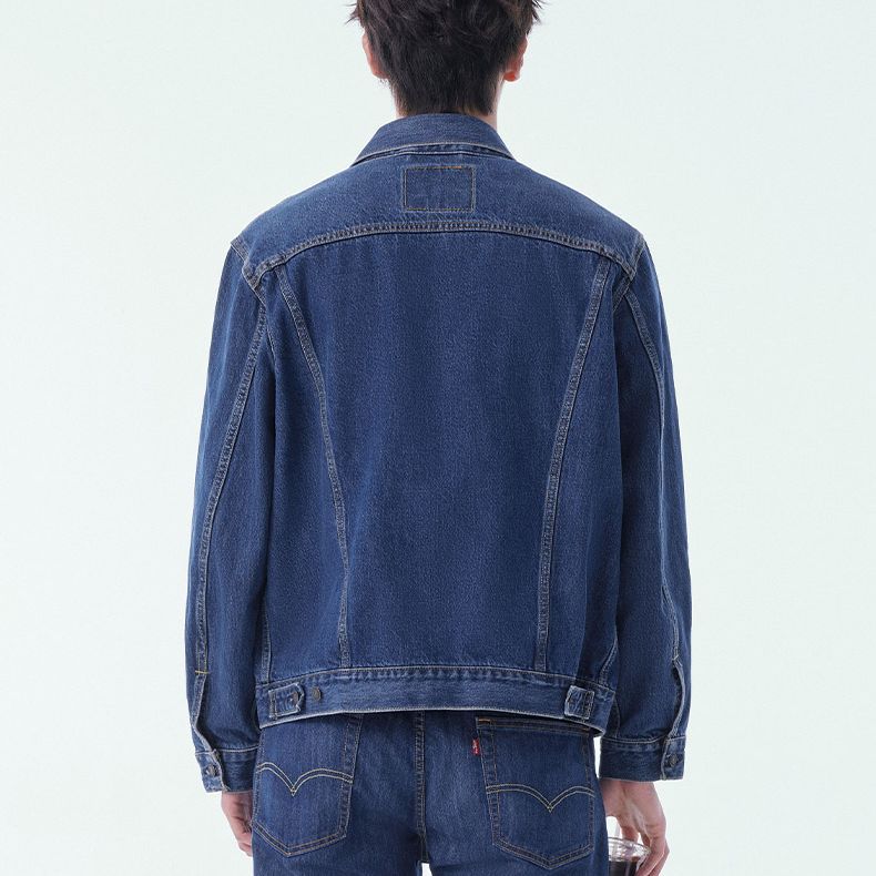 Levis Хлопковая джинсовая куртка с длинным рукавом на пуговицах унисекс куртки синего цвета 85248-0019