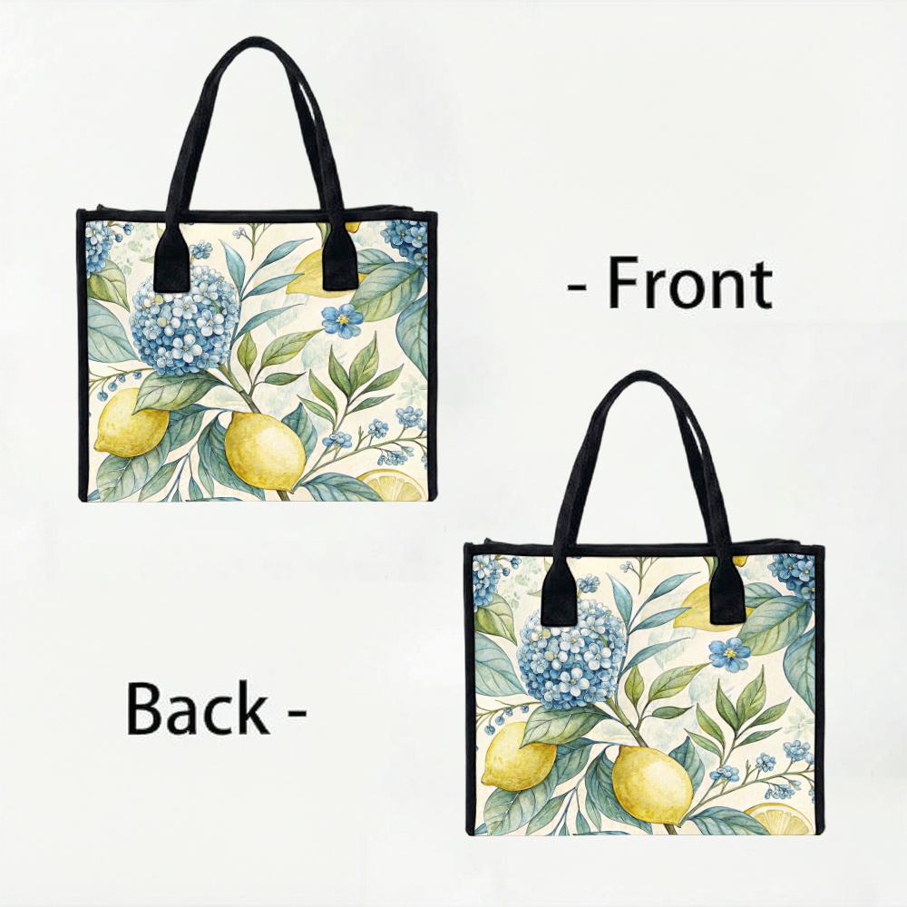 Lemon Floral Tote Bag Fashion Casual Handbag For Daily Shopping