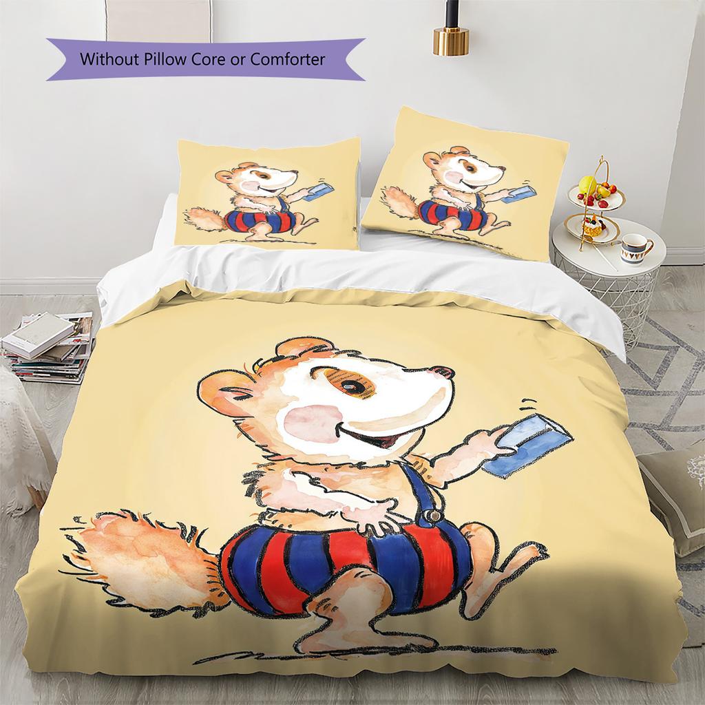 Bobo Siebenschläfer Pattern Bedding Quilt Set Home Decoration Gift (1 * duvet cover + 2 * pillowcase without core)