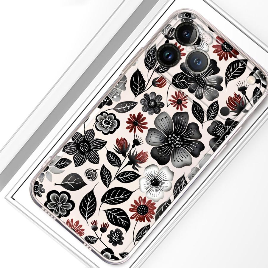 Мягкий чехол для телефона для iPhone 17 Pro Max 13 Pro 16 11 14 Plus Air 15 7 8 XS Max 12 Mini XR Минималистичные цветы