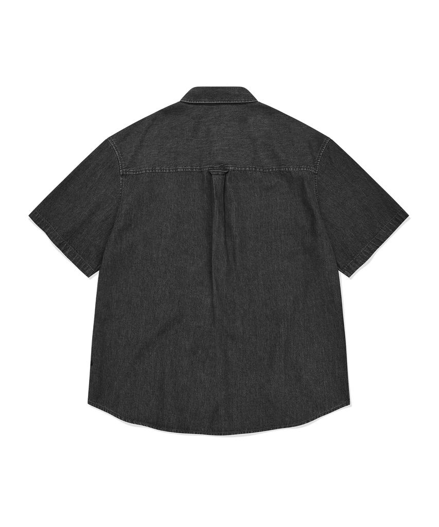 COVERNAT C Logo Denim Half Shirt Black