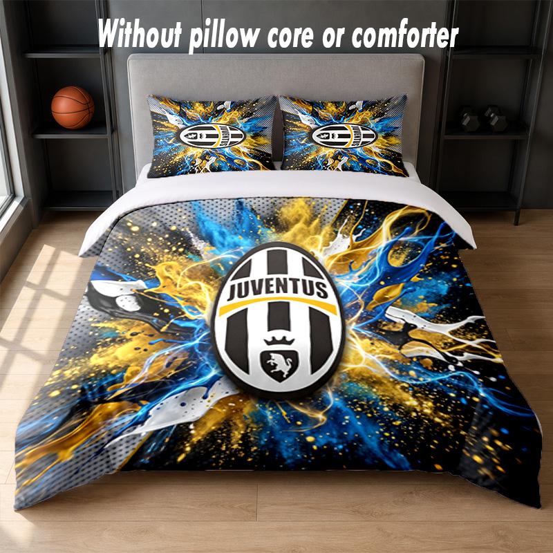 Juventus FC Design Bed Bedding Set 1 Duvet Cover + 2 Pillowcases Soft Breathable Household Bed Linens