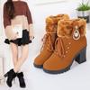Winter Autumn Women's High Heels Boots Warm Snow Boots Warm Cotton Boots Non-slip Hiking Boots Fur Boots