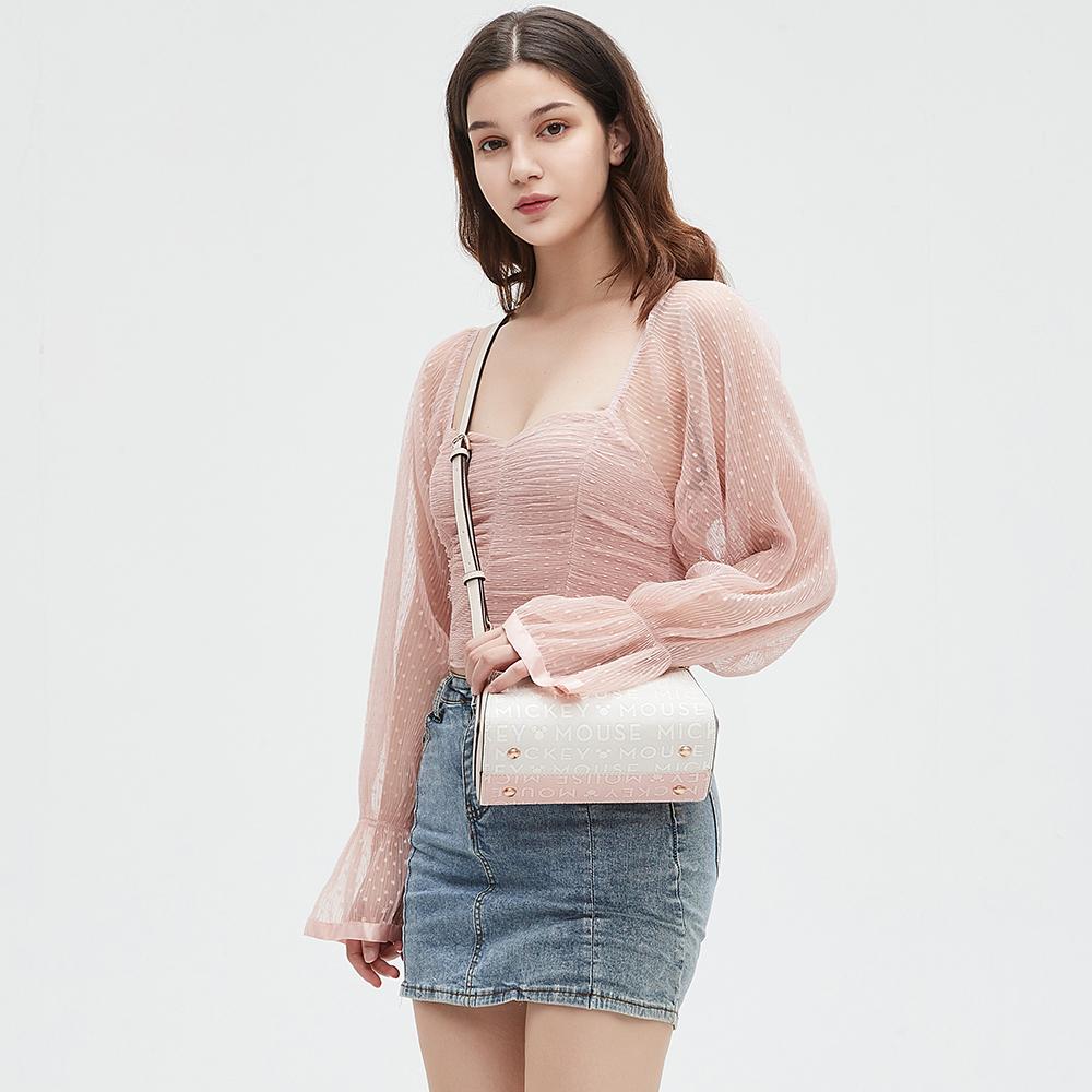 New Disney Mickey Series PU Crossbody Bag, Shoulder Bag, Portable Shoulder Bag Regular Women's Pink White BMK-71669P