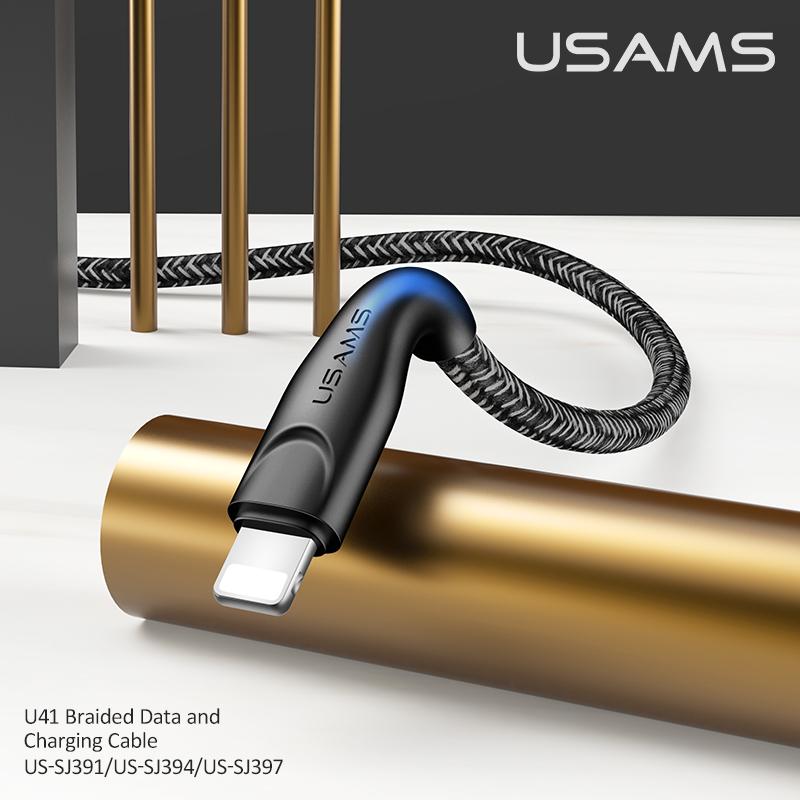 USAMS 2A 1 м 2 м 3 м Micro USB Type C Lightning Телефон Зарядка данных Плетеный кабель для iPhone 13 12 11 Huawei Samsung Xiaomi Redmi