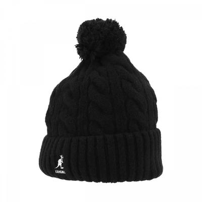 Kangol K4460sm Черная вязаная шапка с помпоном и кабельным узором