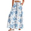 Women's Palazzo Pants Boho Floral Wide Leg Trousers Summer Beach High Waisted Flowy Pants With Pockets