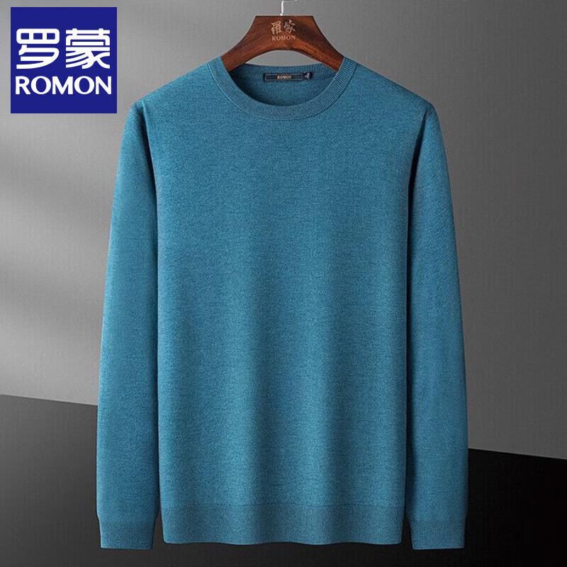 Romon Men's Wool & Silk Blend Round Neck Pullover Sweater