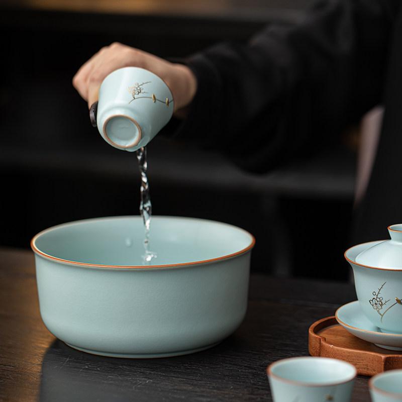 Ru kiln baked nail kung fu tea set light luxury 1011 new high-end home hotel restaurant meeting guests gift