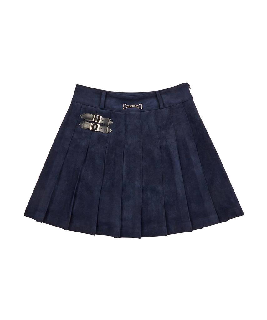 Love Is True Vl Suede Pleats Skirt(Navy)