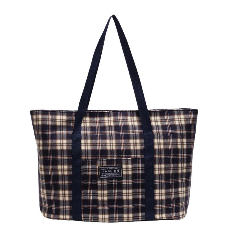 Большая вместительная сумка в клетку для женщин, новая сумка на одно плечо для поездок на работу и обратно для женщин, студенческая сумка для занятий в колледже