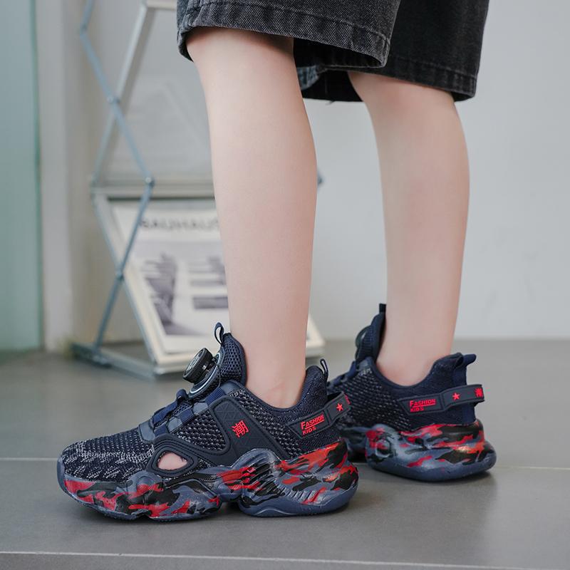 28-39 Children's Large Lightweight Breathable Fashionable Velcro Casual Running Sneakers for Kids