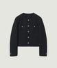 LMOOD WOMEN Tweedy Collarless Button Detail Jacke D Navy