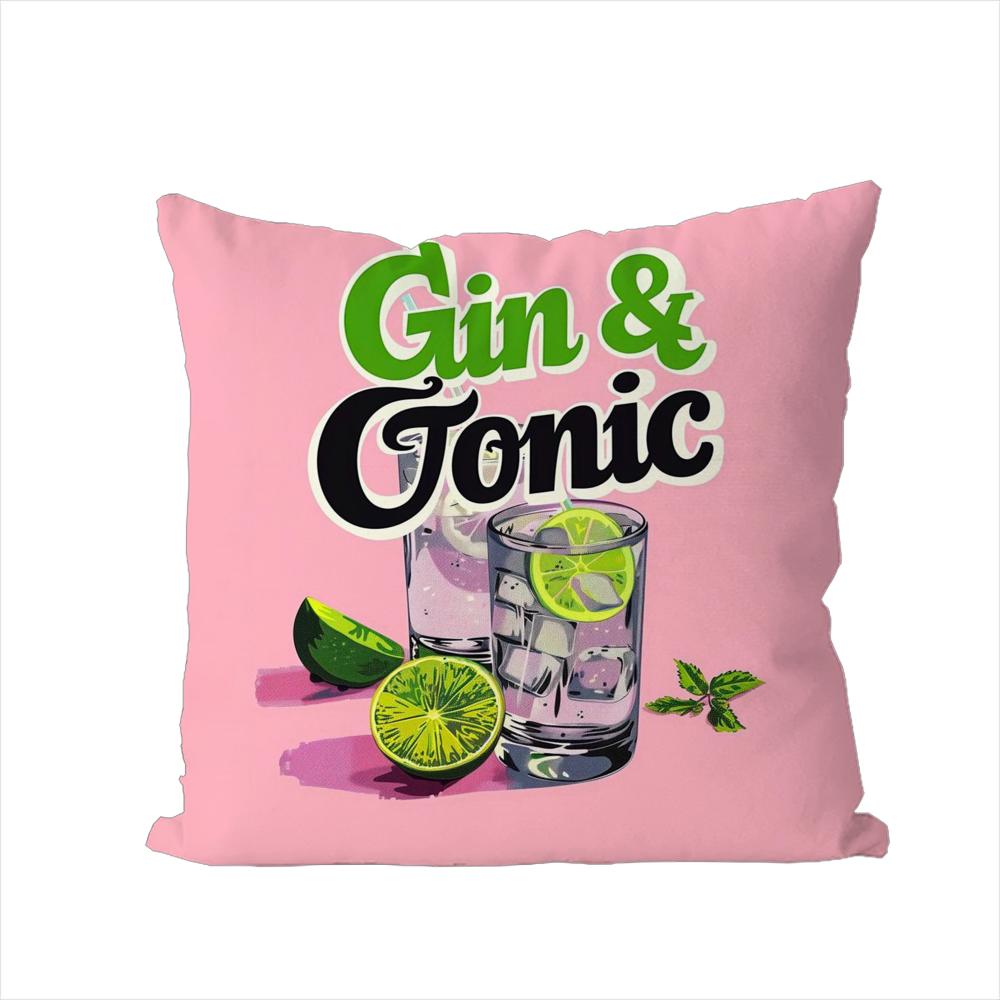 Gin Tonic Cocktail Painting Pillow Case For Car Sofa Decorative Home Doublesided Print Plush Square Throw Pillow Cushion Cove