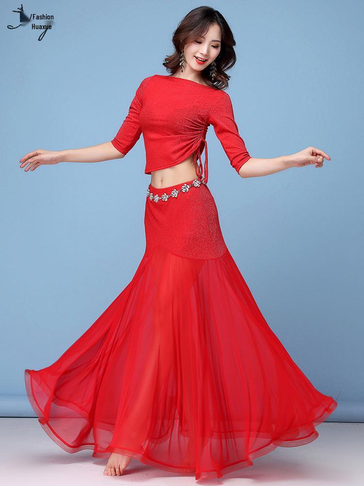 Набор для начинающих танца живота Huayu: Юбка-качели на кулиске и костюм для выступлений для женщин