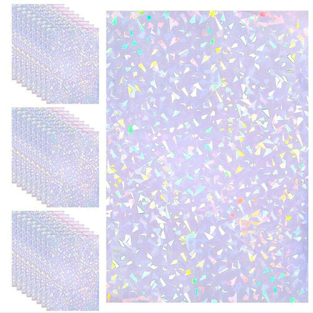 Holographic Glitter Laser Self Adhesive Waterproof Vinyl Stickers A4 Size Overlay Photos Windows Laptops Decorations 10pcs Sets