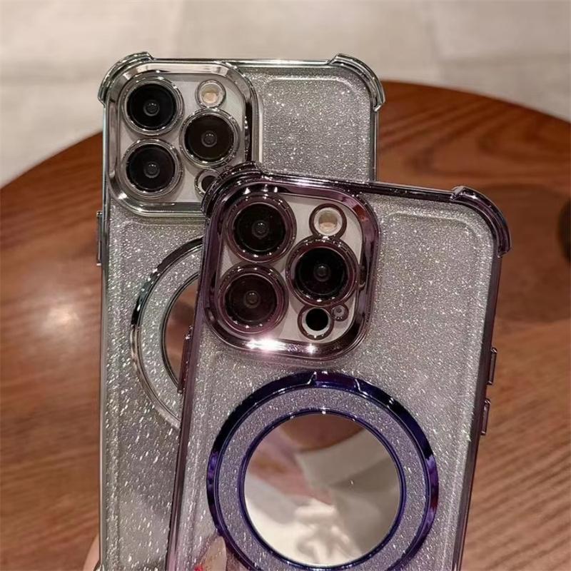 Для iPhone 16 Pro Max Роскошный чехол с рамкой для вспышки и зеркалом, держателем для телефона, защитный чехол для iPhone 11 12 13 14 15 16 Plus