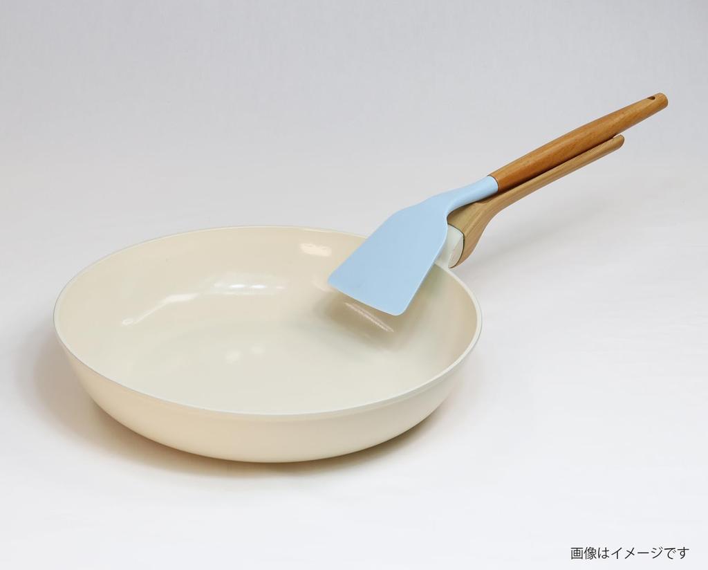 Nansen Japan Frying Pan Lightweight and Easy To Use Ceramic Frying Pan White Color X Handle 26cm White Wood-like Die-cast