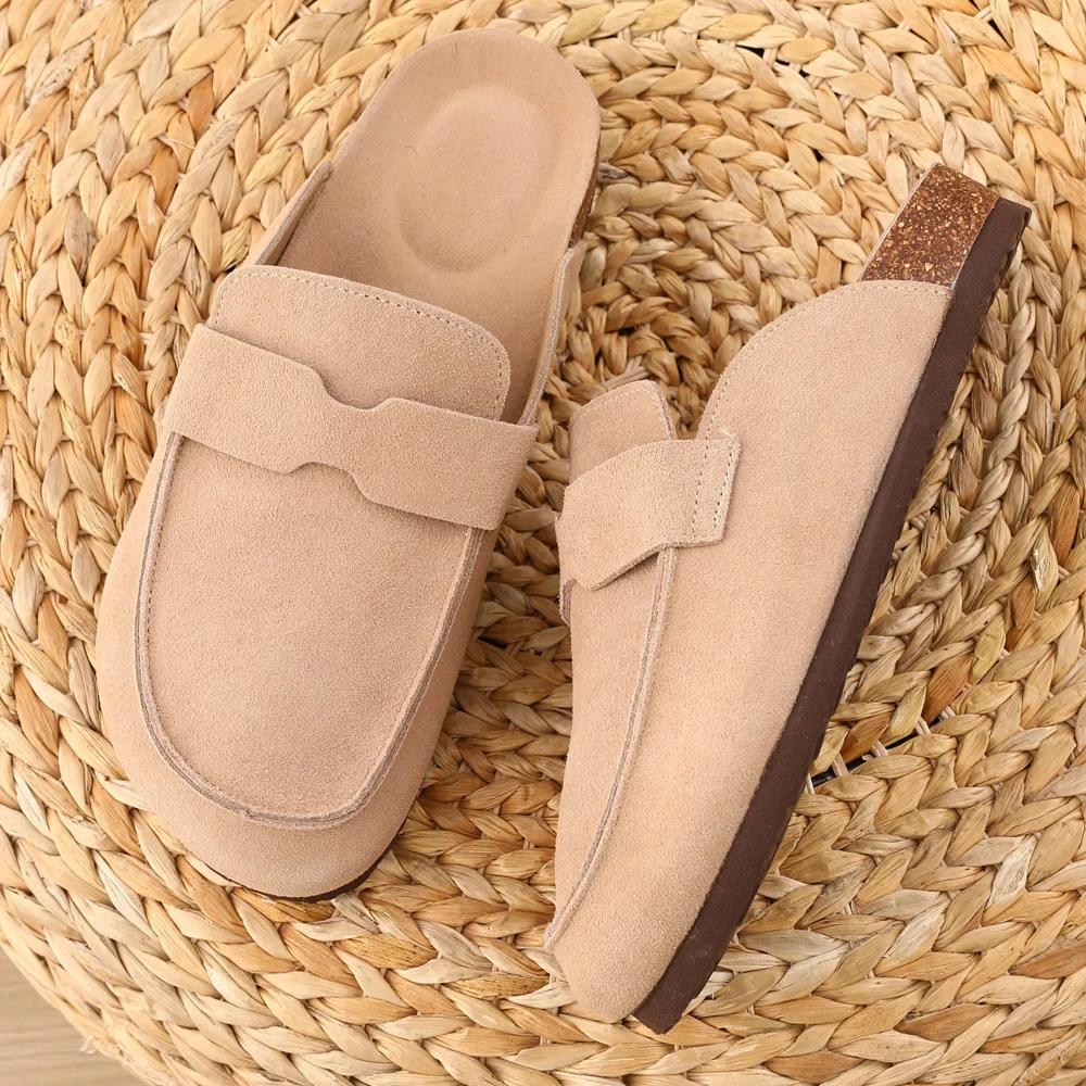 Smile PoP Cork Suede Clogs Тапочки для женщин и мужчин Clogs Обувь Классические пробковые противоскользящие уличные тапочки с поддержкой свода стопы Мюли