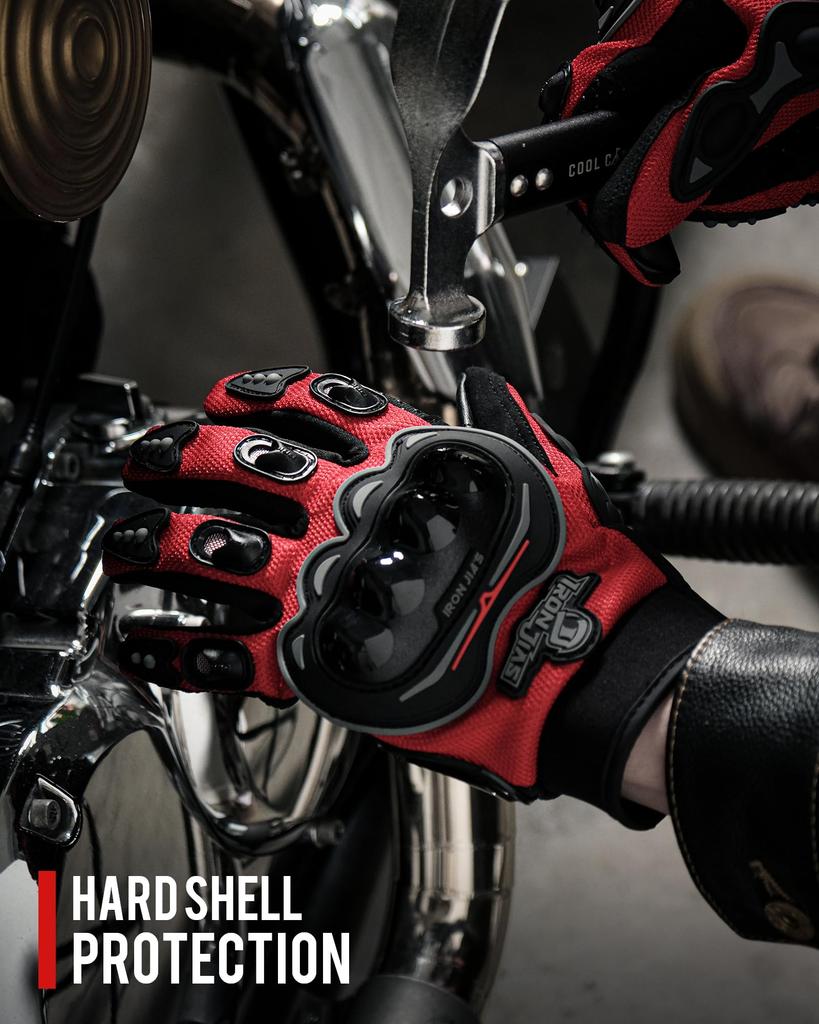 Iron Jia’s Bike Gloves, Motorcycle Gloves, Smartphone-Compatible, Touchscreen-Compatible, Non-Slip, for Summer, Anti-Vibration, Breathable, Durable