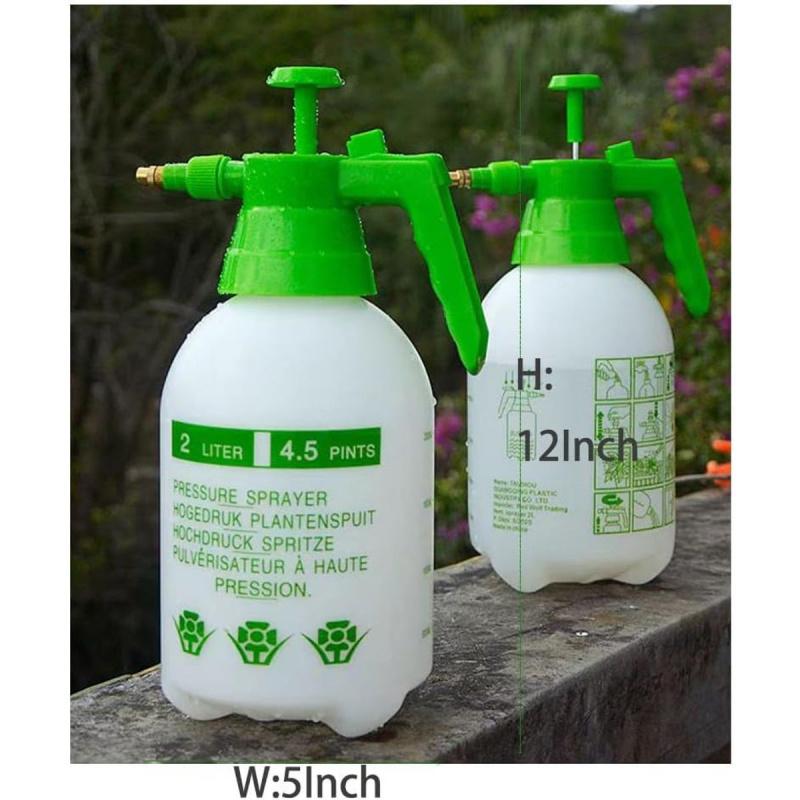 1/2 Gallon Handheld Pump Sprayer, 2-Pack Garden Pressure Sprayer with Adjustable Brass Nozzle, Multi-Purpose 75oz Water Spray Bo