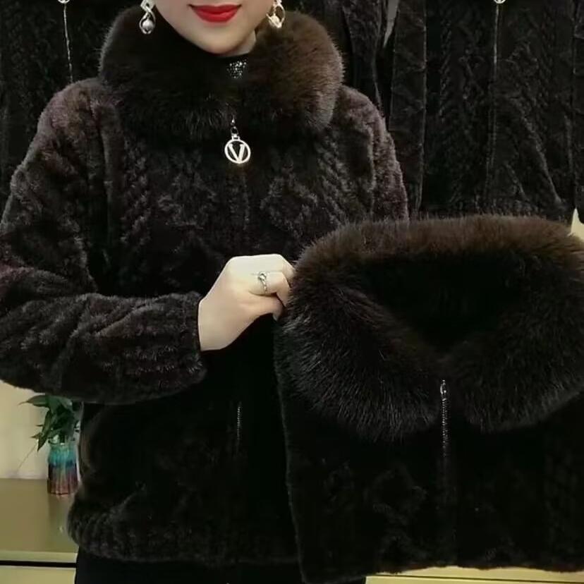 High-end Women Fur Coat Faux Mink Velvet Overcoat New Female Thickened Fur Integrated Warm Coats Femme Short Top Winter