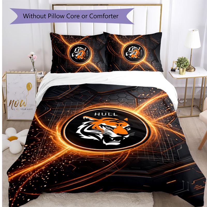 Hull City Football Printed 3 Pieces Bedding Set, Comfortable Skin Friendly Bedroom Duvet Cover Set