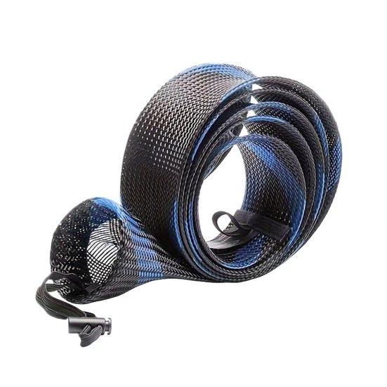 8Pcs 170CM Fishing Rod Sleeve with Lanyard PET Scalable Braided Mesh Fishing Rod Cover Foldable Stretch Fishing Pole Protector Fishing Accessories