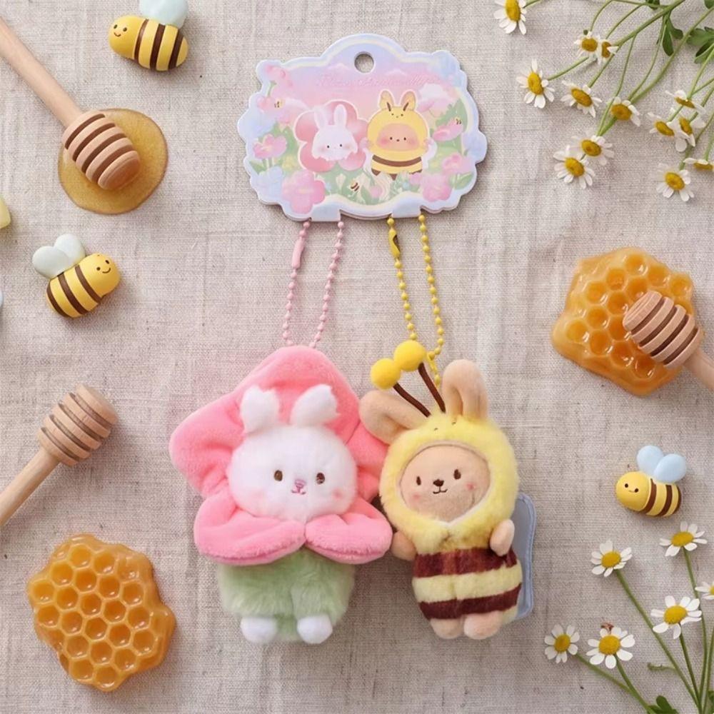 Bag Charms Magnetic Couple Pendant Bee Rabbit Plush Keychains Flower Fairy Keychains Backpack