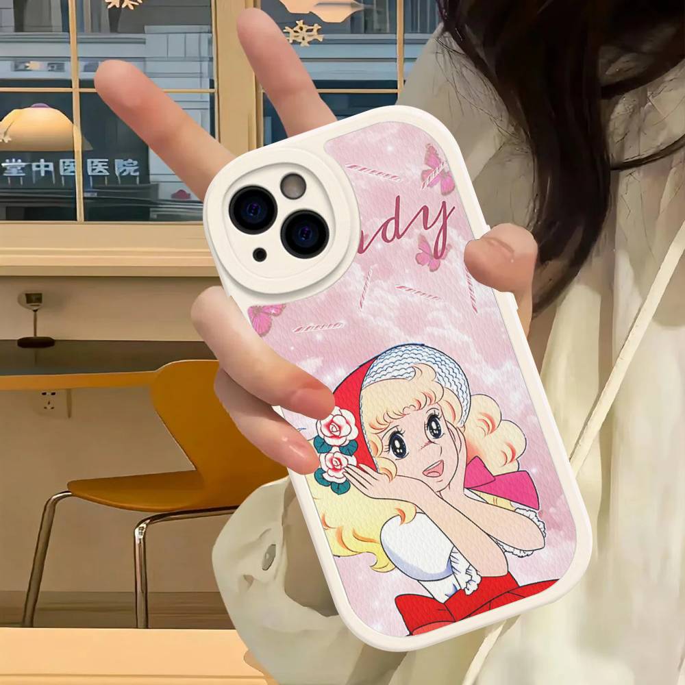 Classic C-Candy C-Candy Anime Leather Phone Case For IPhone 16 14 15 Pro Plus 13 12 11 Pro Max Silicone Cover