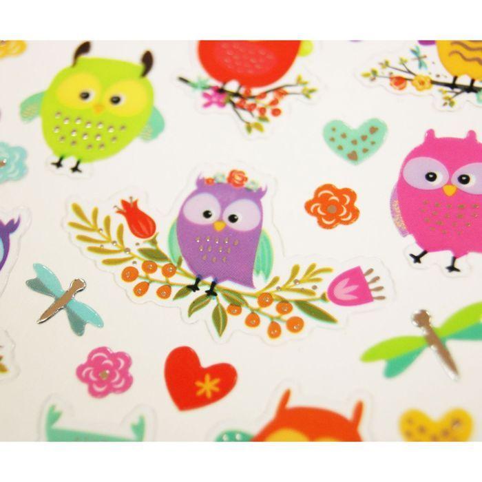 Stickers - Colorful Owls - 1.8 Cm