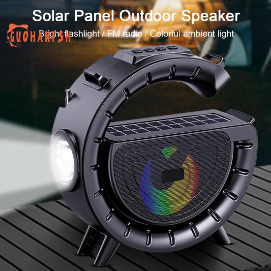 Bluetooth-совместимый динамик с солнечной зарядкой, музыкальным плеером, фонариком и FM-радио — незаменимый помощник для кемпинга на открытом воздухе